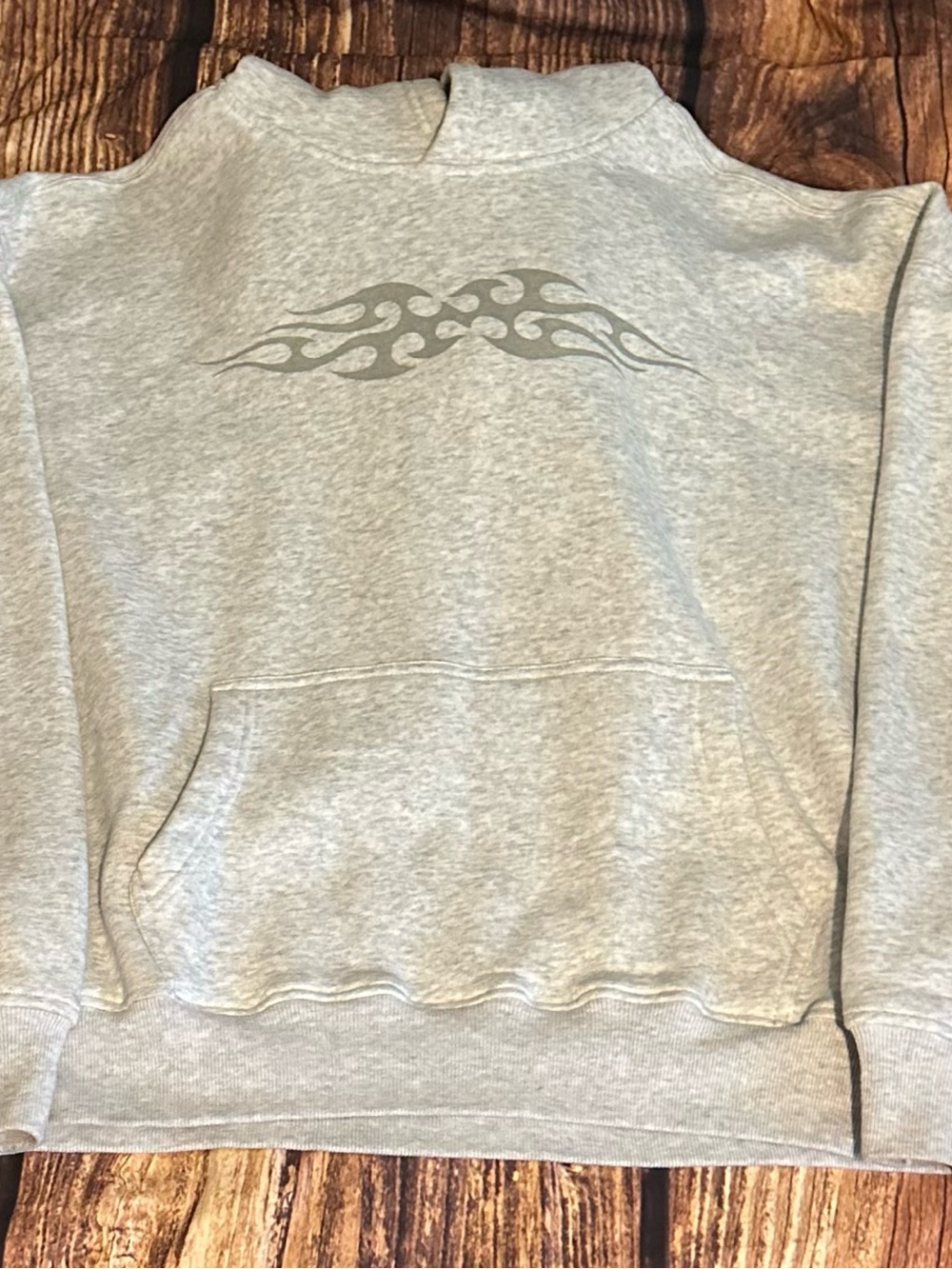 Hollister Heather Gray Hoodie with Flame Motif